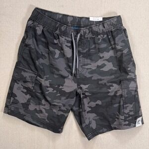 George Mens Black‎ Camo Cargo Shorts Above The Knee Elastic Waist Size S